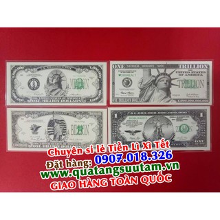 Combo 4 tờ tiền tỷ triệu usd mỹ lưu niệm, siêu khủng