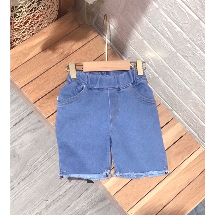 Quần sooc bò cho trẻ em 8-22kg, mẫu thêu chuột cho bé