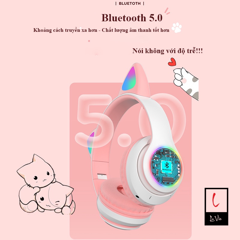 Tai Nghe Mèo Bluetooth Chụp Tai LegendHouse, Tai Nghe Bluetooth Học Online Có Mic Đàm Thoại Chơi Game Cực Tốt