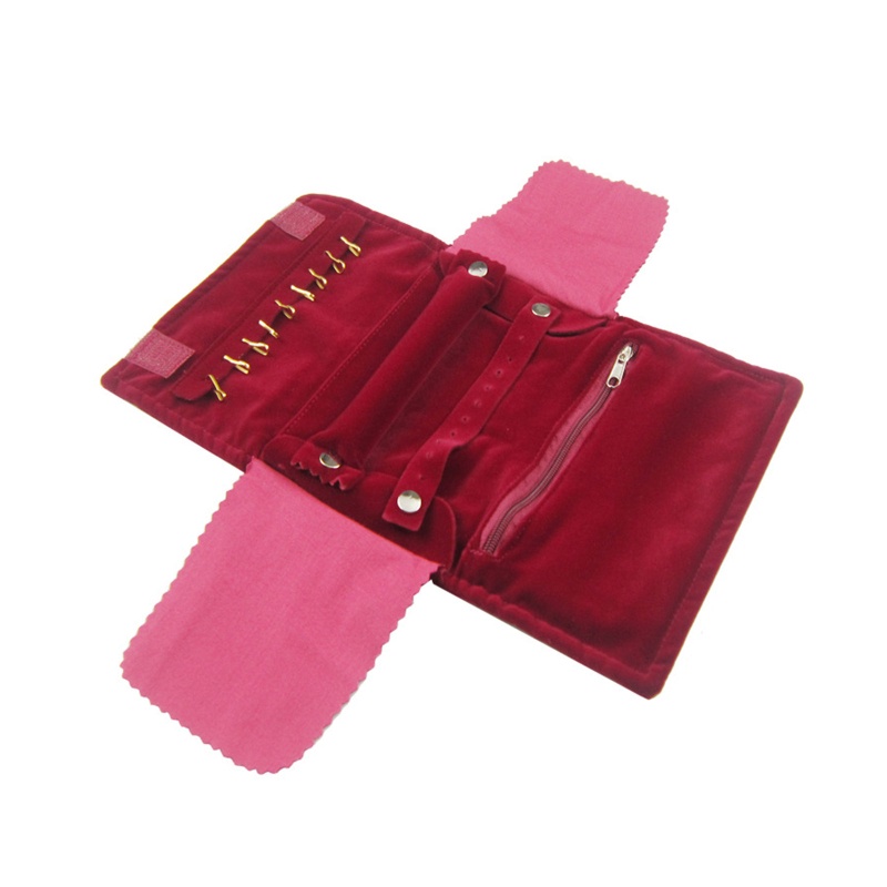 Flgo Túi Nhung Cuộn Đựng Trang Sức Bông Tai Dây Chuyền Du Lịch Sắp Xếp Gọn Gàng