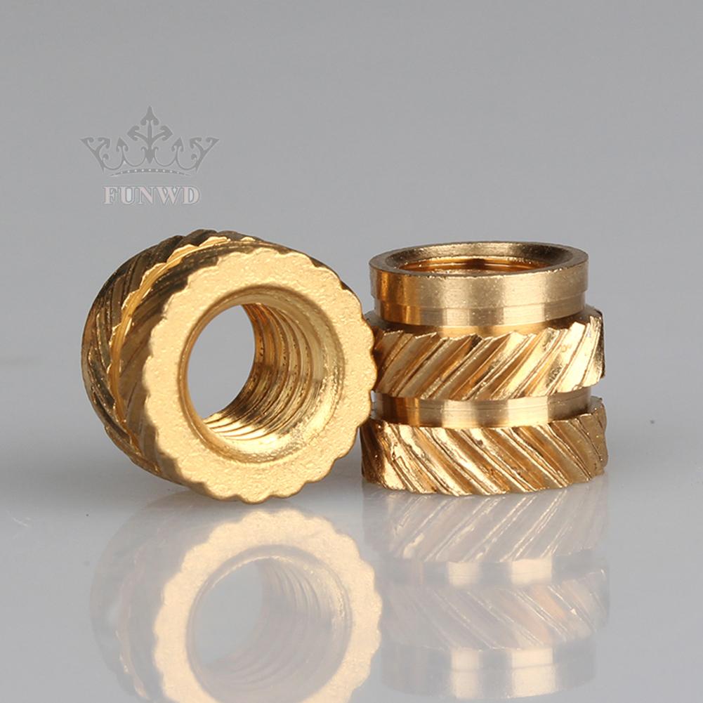 M4 Threaded Insert Self Clinching Nut Brass Internal Thread Knurled Gold 100x