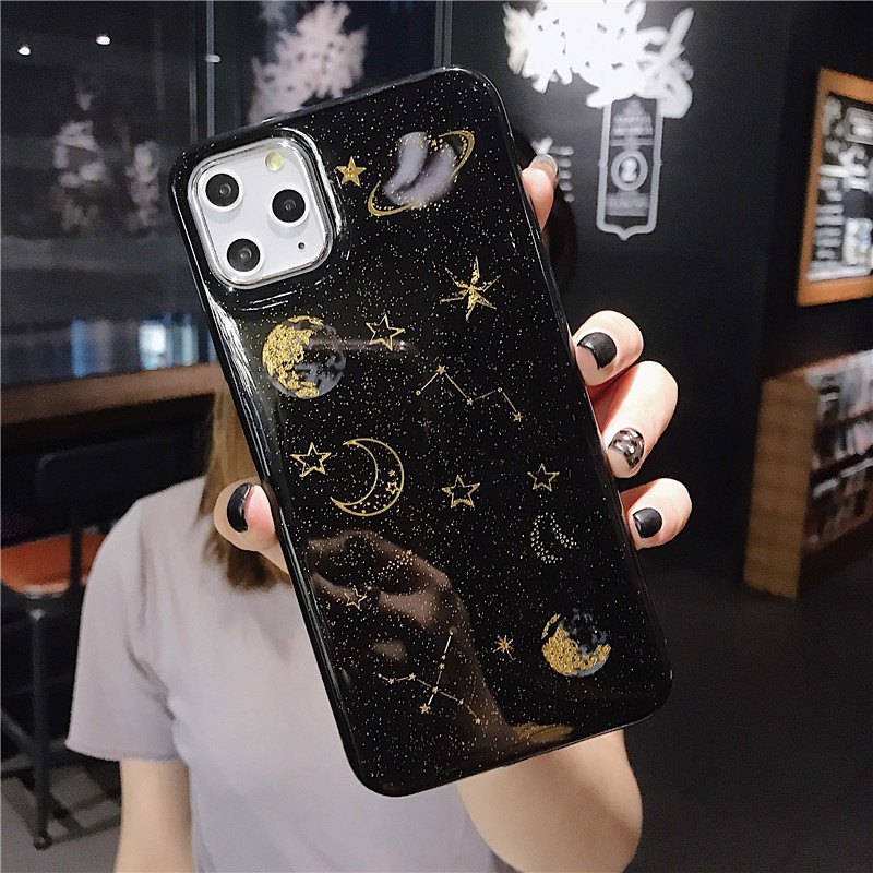 Ốp Điện Thoại Trong Suốt Họa Tiết Trăng Sao Hành Tinh Cho iPhone 11 Pro Max X Xs Xr 12 Mini 6 6s 7 8 Plus