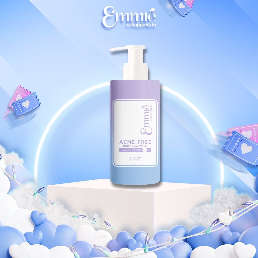 Sữa Tắm Đất Sét Ngăn Ngừa Giảm Mụn Cơ Thể Lưu Hương Hoa Acne Free Body Clay Wash Emmié by Happy Skin Emmie