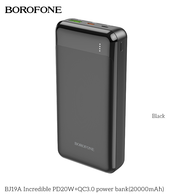 Pin sạc dự phòng 20000mAh BOROPHONE BJ19A sạc nhanh PD20W (cổng Type-C), có đèn báo LED, 1 cổng ra USB - Chính hãng