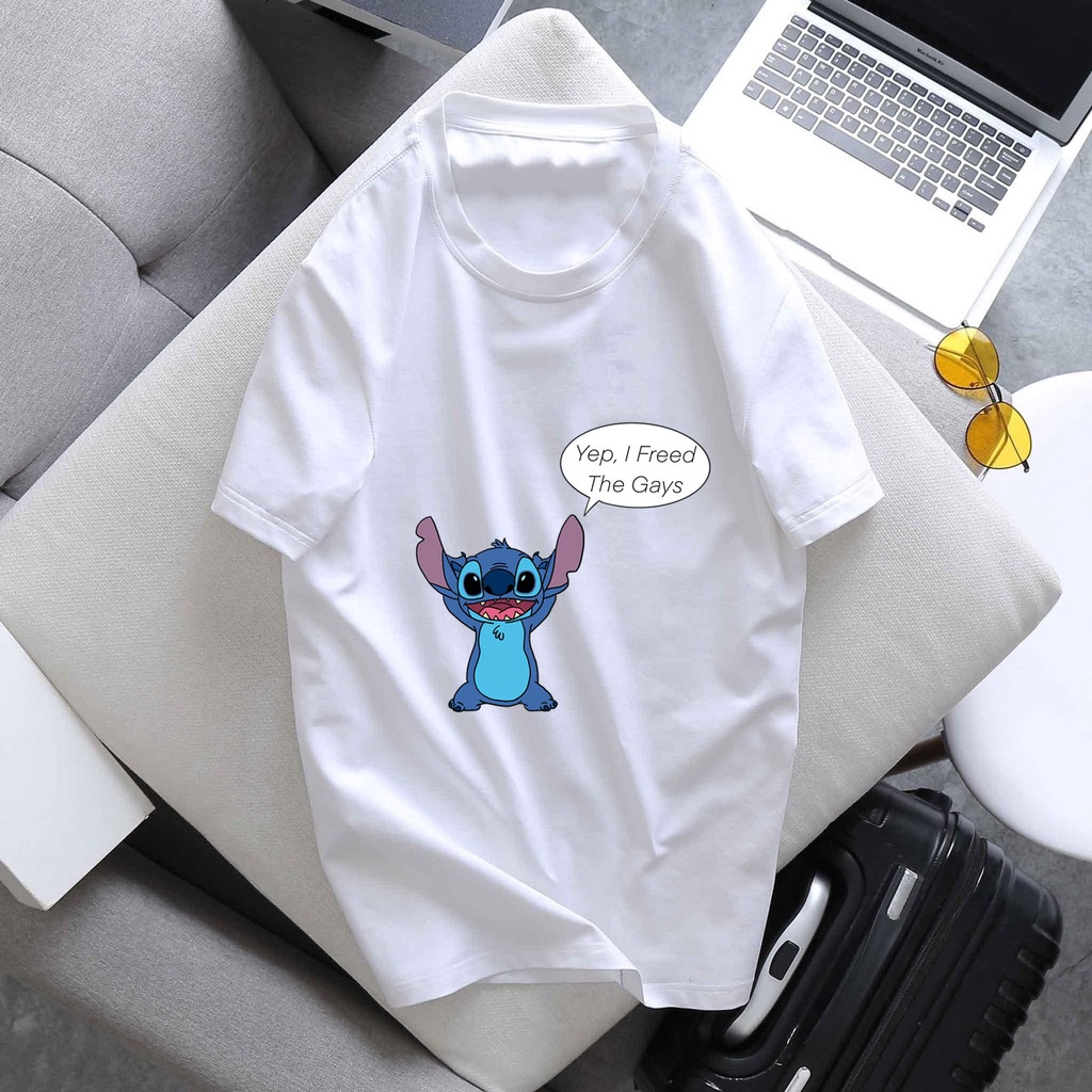 Áo thun tay ngắn dán hình stitch cute ,giá rẻ bất ngờ