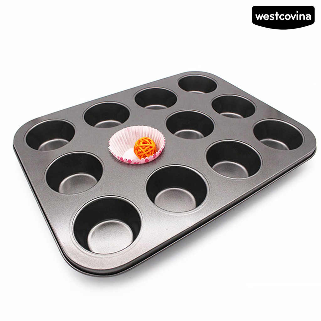 Khuôn thép carbon 12 lỗ chống dính làm bánh nướng xốp muffin