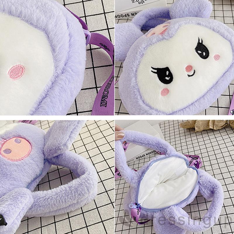 Túi đeo chéo vai hình chú chó/thỏ hoạt hình nhồi bông dễ thương xinh xắn cho nữ