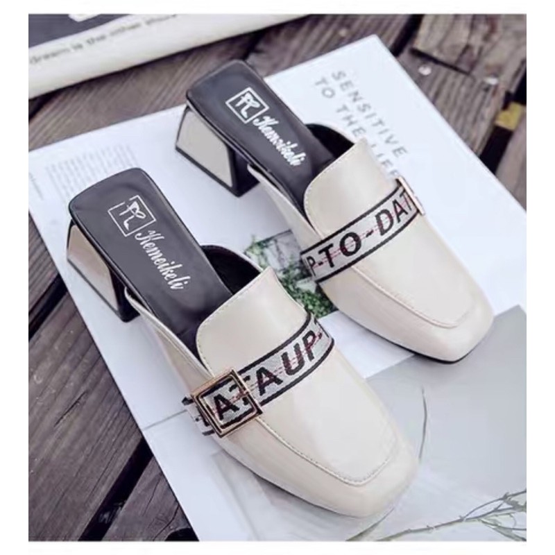 Hài sục da L1 gót 6cm⚡️ANDU STORE⚡️