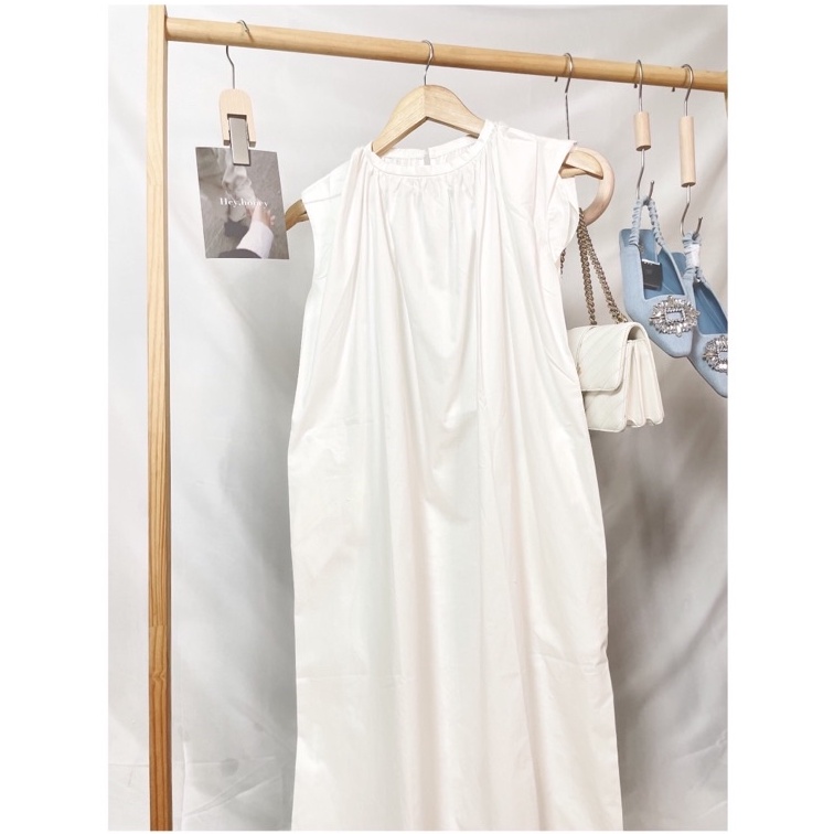 Đầm dáng dài váy trắng tiểu thư Jiajia chất cotton hàng hiệu xuất chuẩn