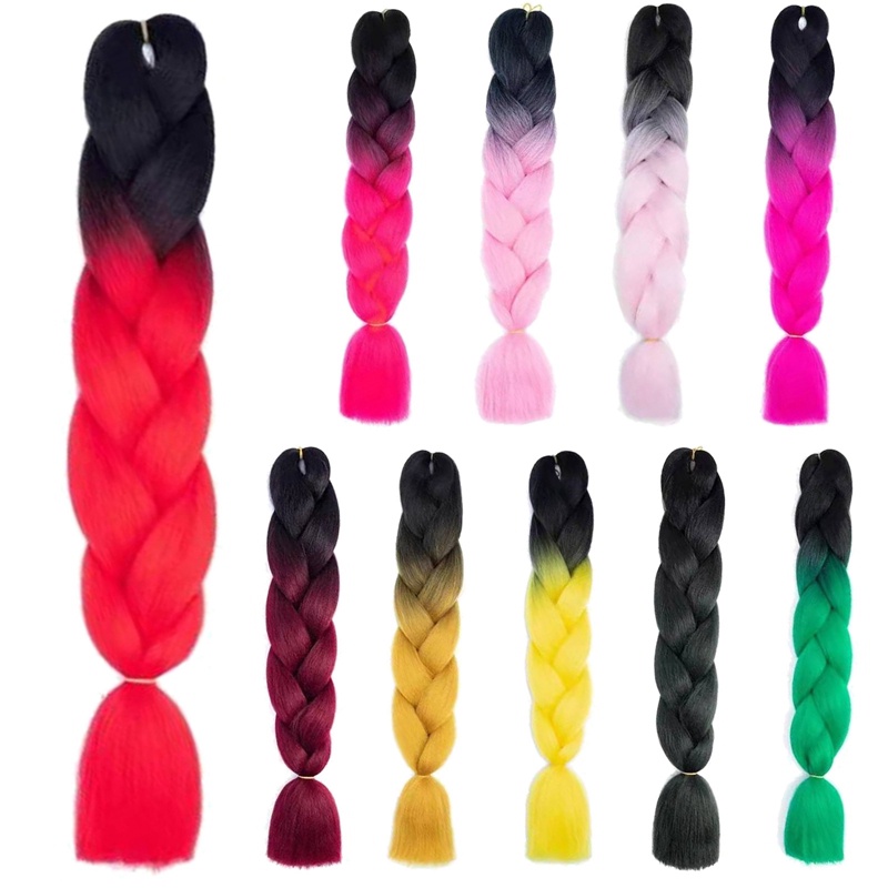 Tóc Giả Thắt Bím Nhuộm Màu Ombre Thời Trang