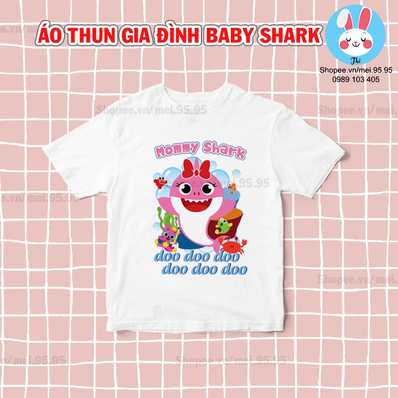 Áo thun gia đình in hình baby shark, áo baby shark cho bé