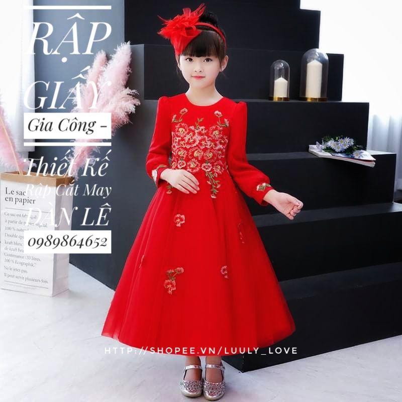 978 Rập giấy cắt may đầm công chúa sang chảnh cho bé gái