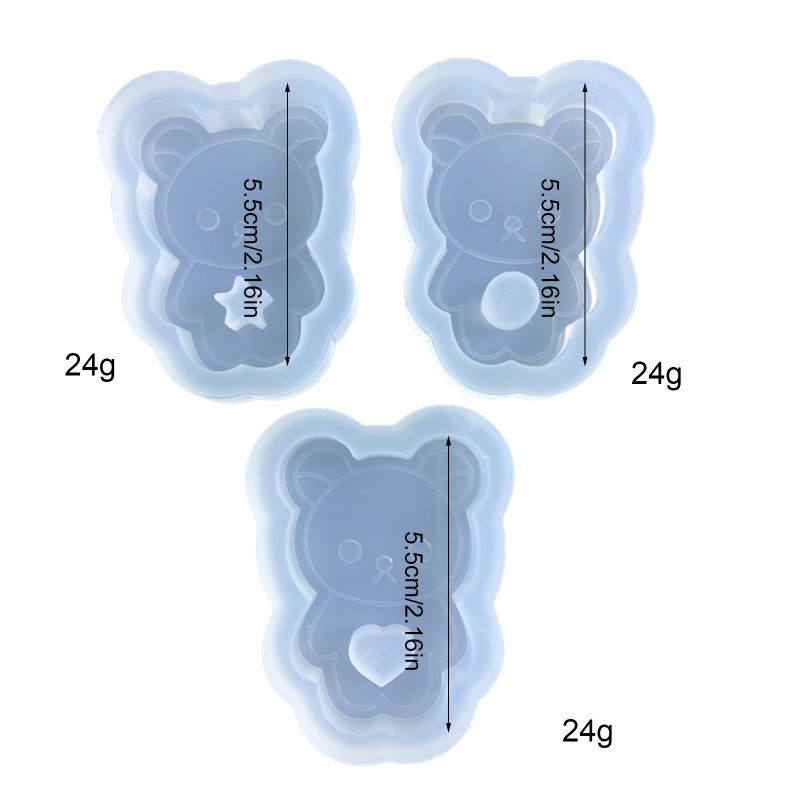 Sa Khuôn Silicon Hình Học / Ngôi Sao / Trái Tim / Gấu Bằng Nhựa Epoxy Lấp Lánh Làm Móc Khóa DIY