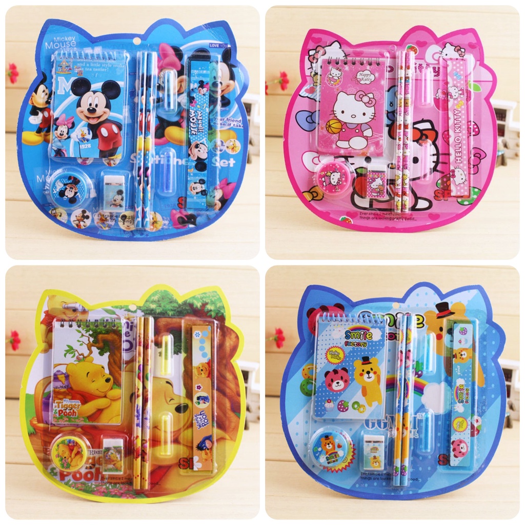 Bộ dụng cụ học tập 8 món_set đồ dùng học tập giá rẻ_văn phòng phẩm_quà tặng học sinh giá rẻ