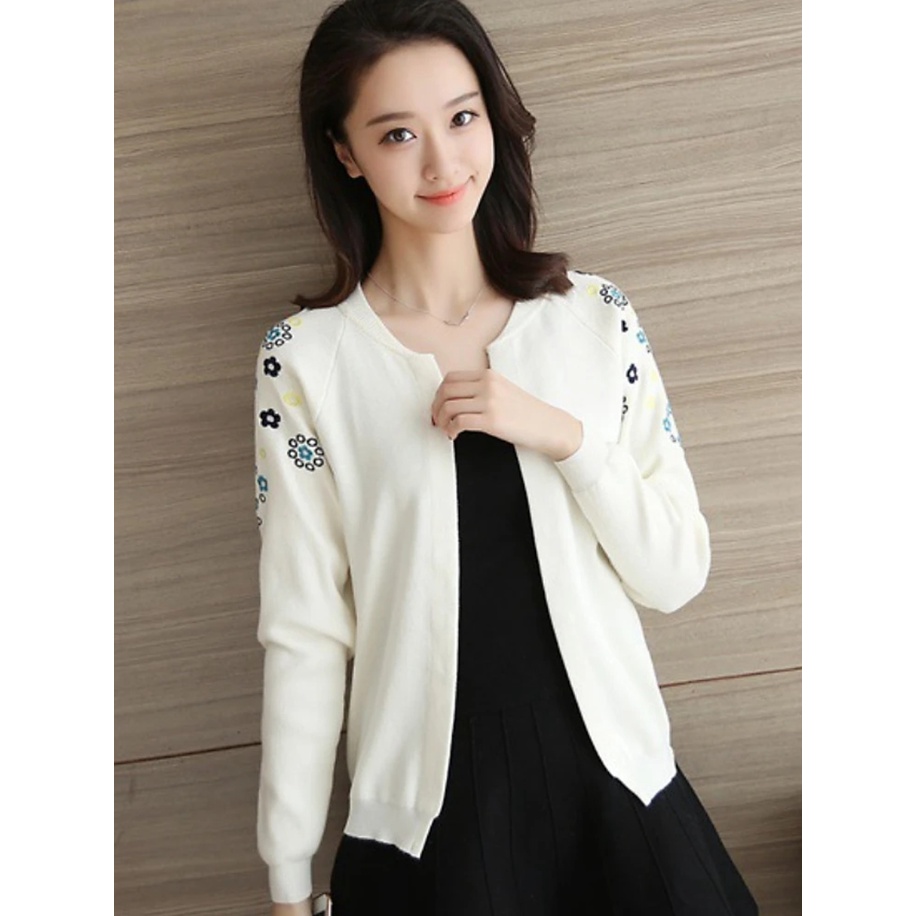Áo Len Nữ Cardigan Áo Khoác Len Kiểu Hàn Quốc Thêu Hoa ALN020 ShopMaySG Hàng Chất Lượng Và Có Sẵn
