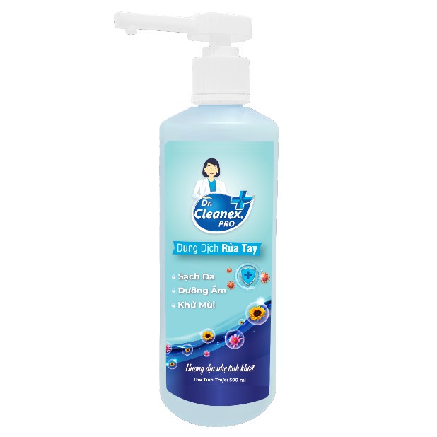 Dung dịch sát khuẩn tay khô Dr.Cleanex.PRO 500ml hương hoa sen hướng dương.