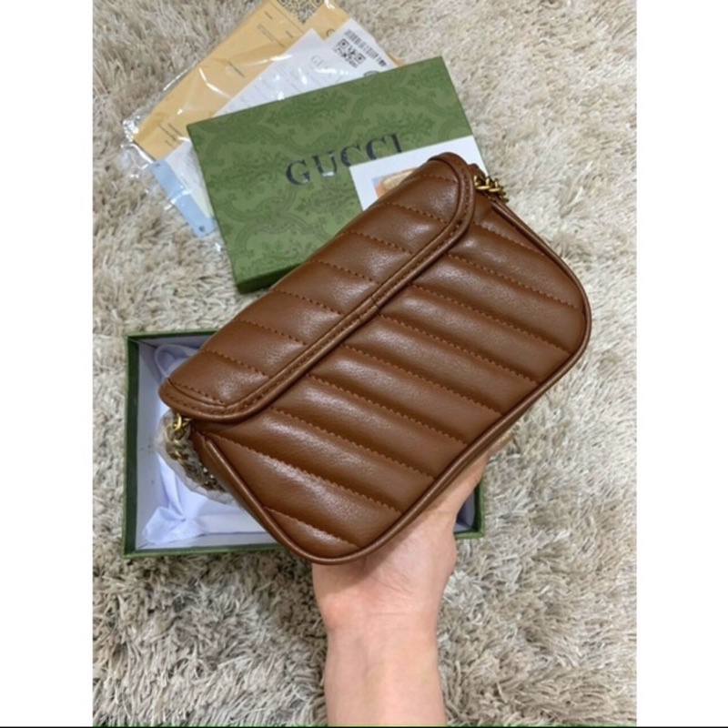 Túi Chữ G Nâu Tây Da Mềm Zize 18cm loại đẹp Full hộp xanh