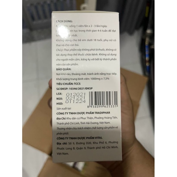 Viên Xương khớp Flex Vital chứ glucosamin Giúp xương chắc khớp khỏe, ngăn ngừa thoái hóa khớp, tái tạo mô sụn