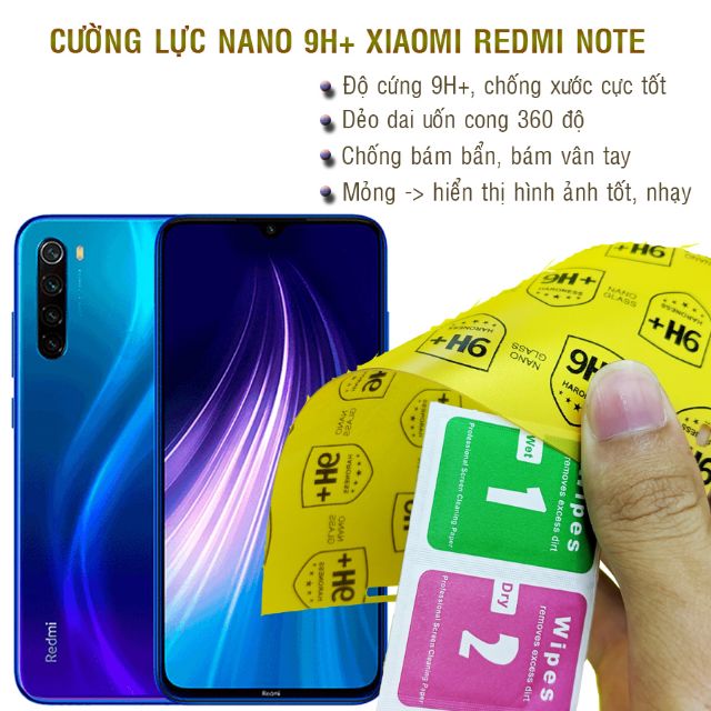 Dán cường lực dẻo nano Xiaomi Redmi Note 3, 4, 5, 5 Pro, 6 Pro, 7, 8, 8 Pro