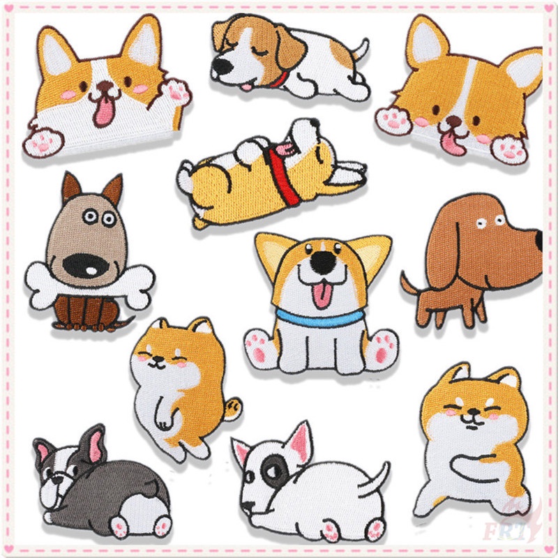 ♛ Sticker Ủi Thêu Hình Chó Bull Corgi ♛ 1 Sticker Ủi Thêu Hình Thú Cưng Đang Ngủ