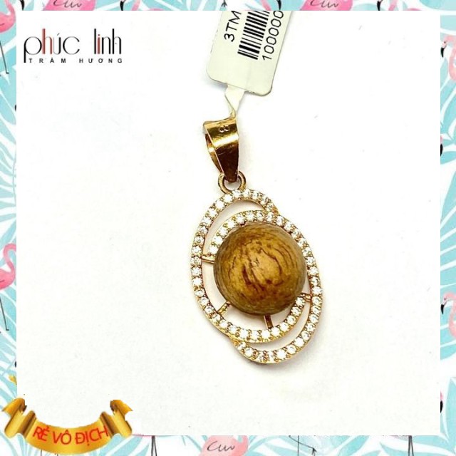 Mặt Dây Chuyền Vàng Gắn Hạt Trầm PHÚC LINH 4.1 phân