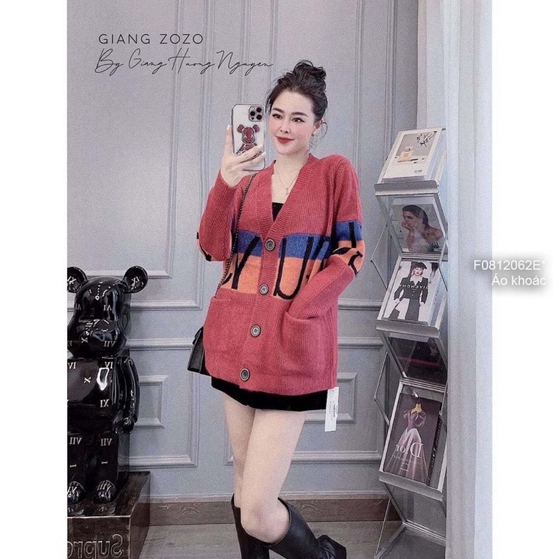 Áo khoác len chữ phối màu có túi gài nút tay dài hàng QC!