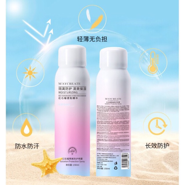 Xịt chống nắng 💖FREESHIP💖 Xịt chống nắng Maycreate Nội Địa Trung 150ml | BigBuy360 - bigbuy360.vn