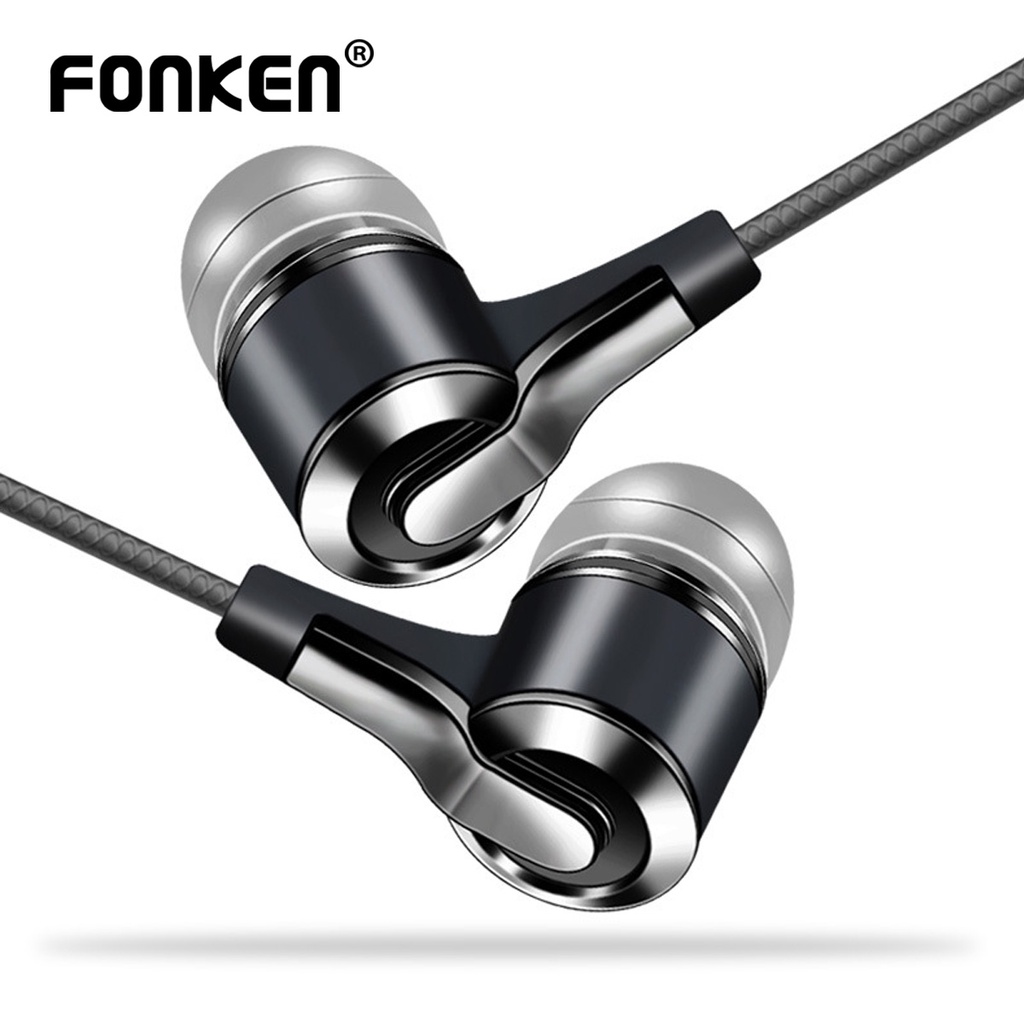 Tai nghe nhét tai Fonken có dây kèm micro giắc cắm 3.5mm dành cho Huawei Honor dài 1.2m