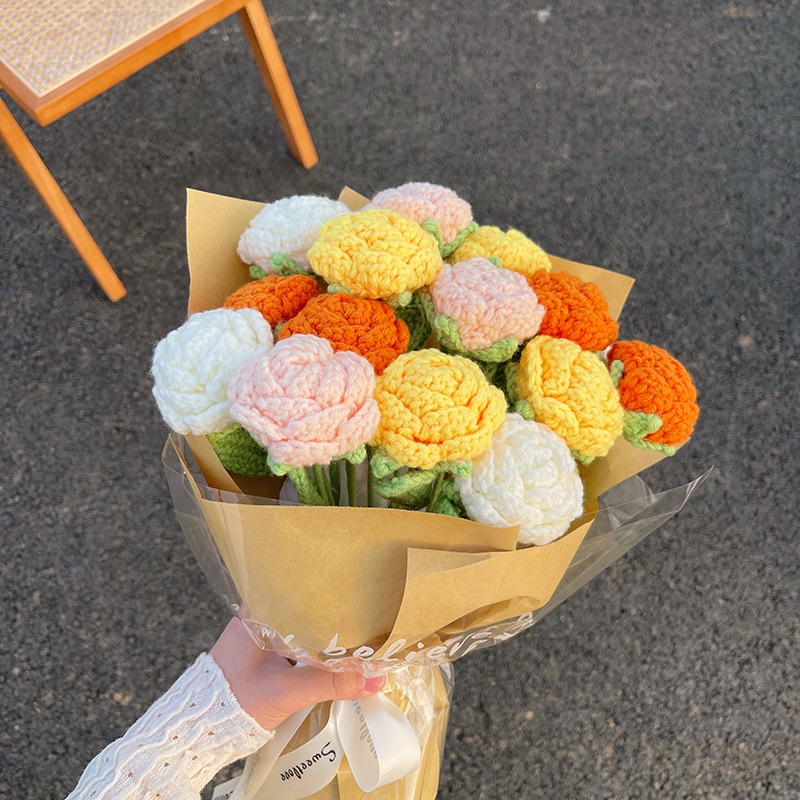 Hoa Tulip Đan Len Thủ Công Làm Quà Tặng Sinh Nhật / Valentines