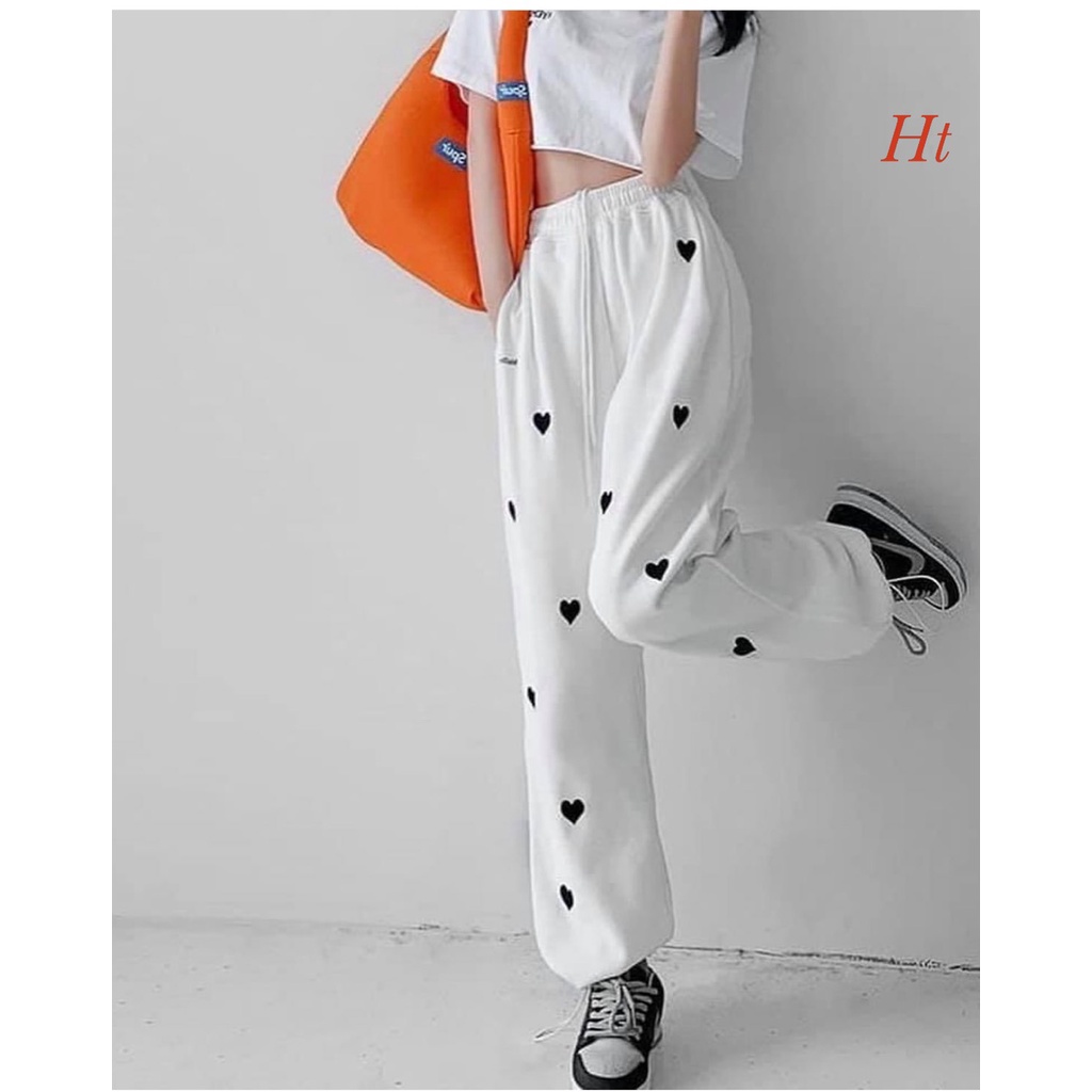 Sét Bộ Croptop+quần bom tim trắng ❤️ Áo chất cotton su,+ quần da cá form thụng