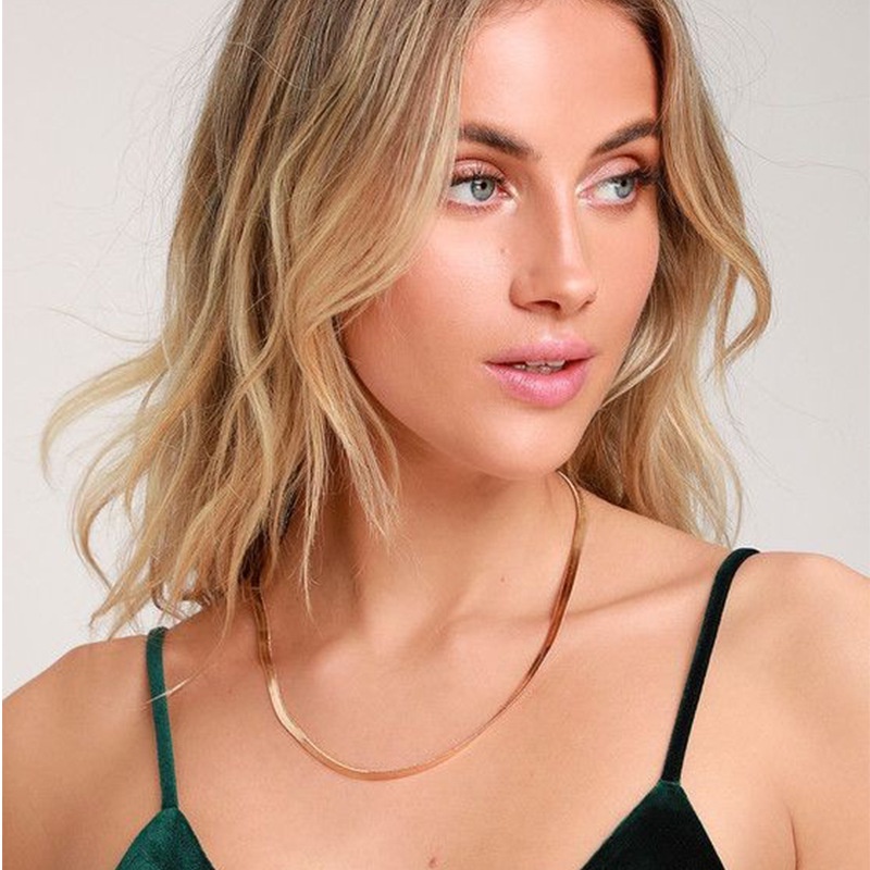 Varies Vòng cổ Xương Rắn Phẳng Dài Và Đơn Giản Cho Nữ