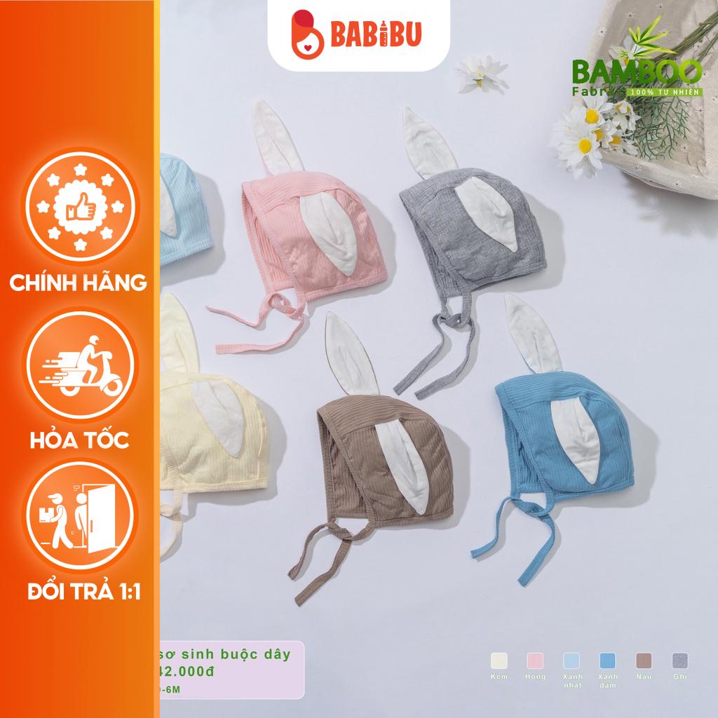 Mũ Nón Tai Thỏ Cột Dây Sợi Tre Cao Cấp Mềm Mịn Anminaza Cho Bé Babibu