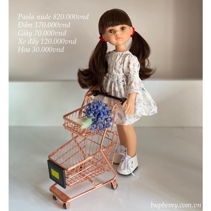 Xe đẩy mini bằng kim loại cho búp bê, có nhiều màu sắc để lựa chọn.