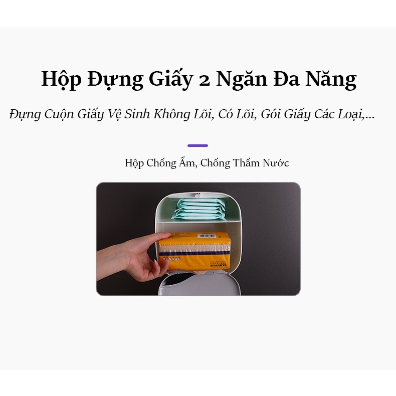 Hộp Đựng Giấy Vệ Sinh OENON, Kệ Dán Tường Nhà Tắm Nhà Vệ Sinh 2 Ngăn Chống Nước