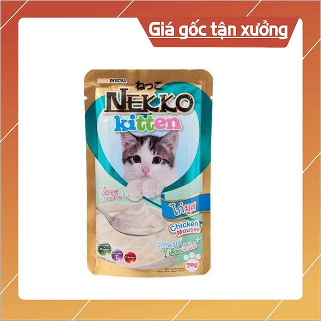 Thức Ăn Ướt Pate Nekko Cho Mèo Con Gói 70G Bổ Sung Dinh Dưỡng Chọn Vị - Bobo Pet Shop Hà Nội