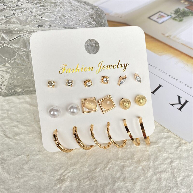 Set 9 cặp khuyên tai kiểu dáng thời trang dành cho nữ