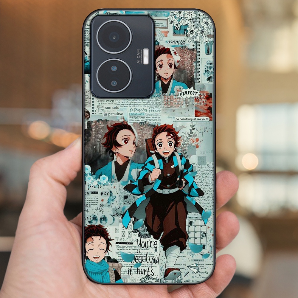 Ốp lưng Vivo Y55 2022 viền đen in hình Tanjiro Kimetsu No Yaiba