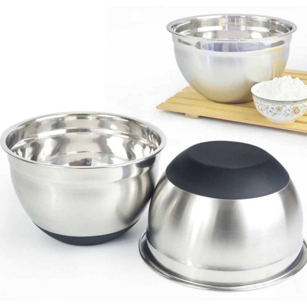 Tô trộn bột Inox có Đế Đen chống trượt hàng Nhập Khẩu