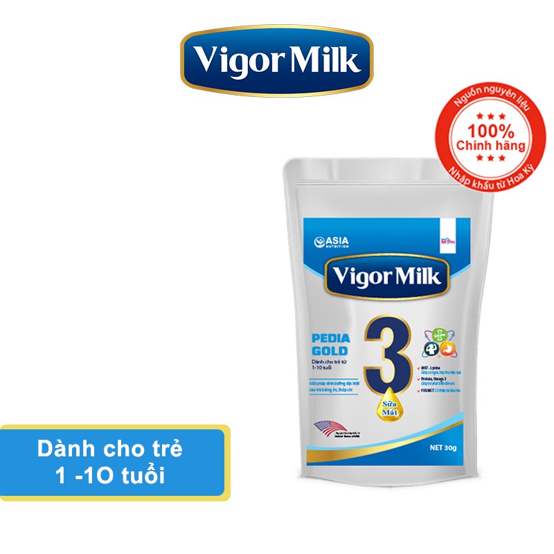 GÓI 30G - VIGOR MILK BABY GOLD 1 ( 0-10 tuổi) - Sữa chuyên biệt cho trẻ biếng ăn và thấp còi.