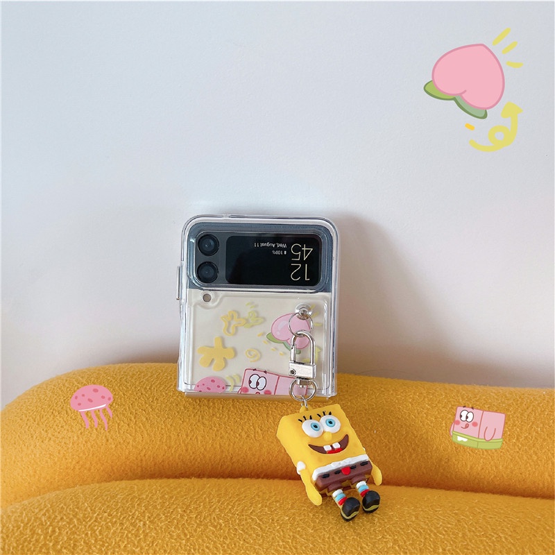 Ốp Điện Thoại Trong Suốt In Hoạt Hình SpongeBob Chống Sốc Cho Samsung Galaxy Z Flip 3 5G Z Flip3 Zflip3 Samsung Z Flip 3