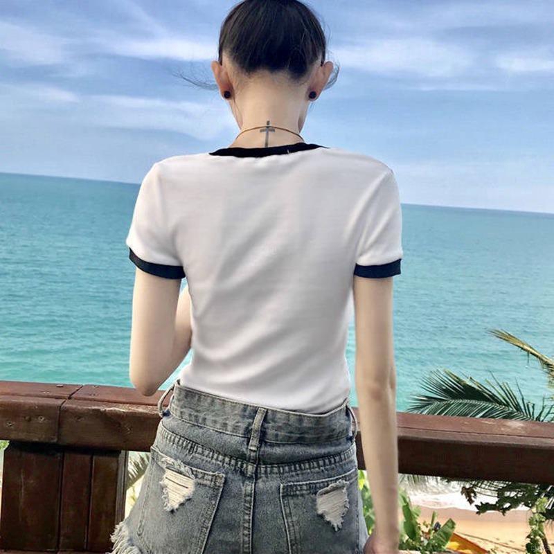 Áo thun nữ tay ngắn dáng ôm phong cách Hàn Quốc