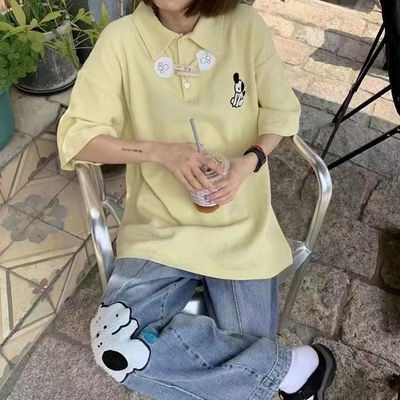 Áo polo Tay Ngắn Thêu Họa Tiết Mới Ngọt Ngào Thời Trang Mùa Hè Cho Nữ