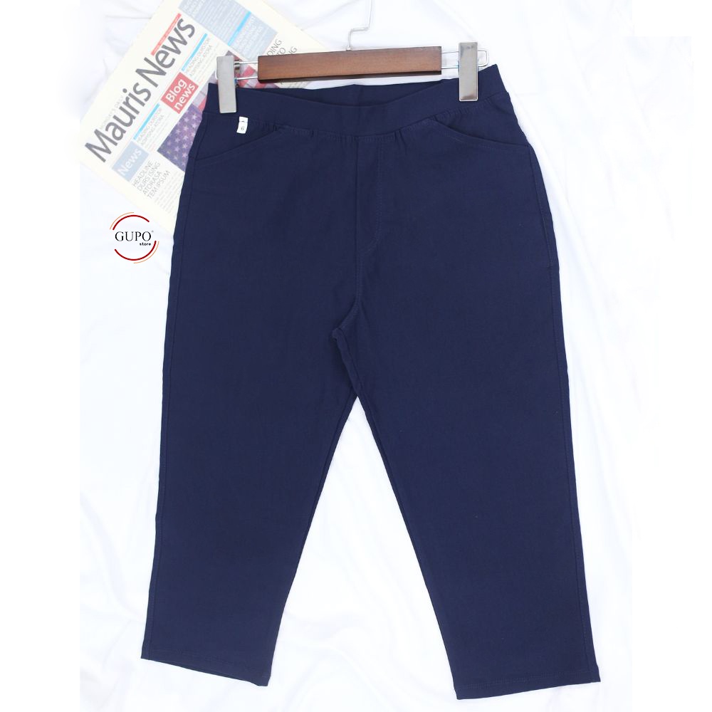 40-80kg Quần lửng nữ mặc nhà chất vải co giãn nhiều màu, Quần short lửng kaki nữ cạp chun bigsize