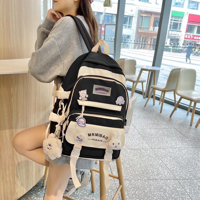 (Hàng Loại 1) Balo ulzzang Đi Học Đi Chơi Thời Trang Hàn Quốc Yiletao Nhiều Ngăn Tiện Dụng tặng Ghim Cài