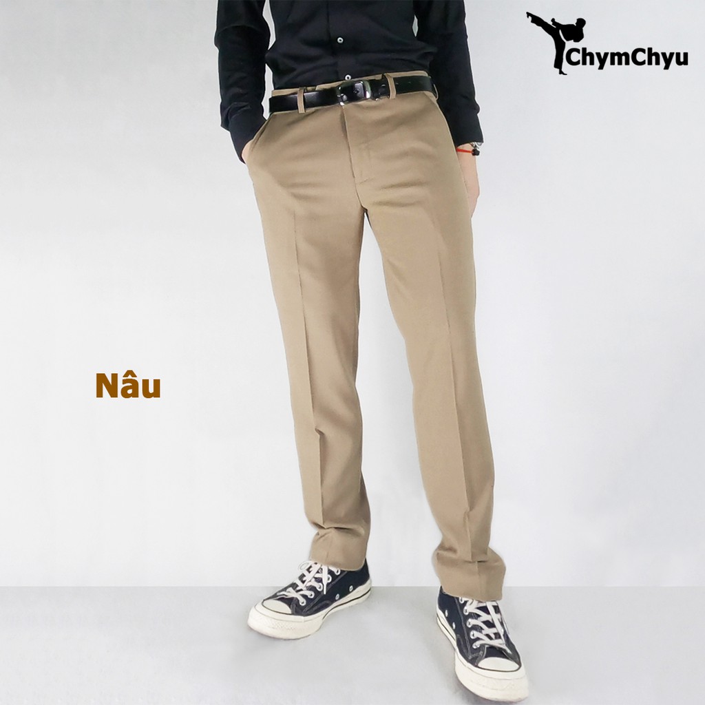 Quần Âu Nam ChymChyu - Vải Poly Cotton Cao Cấp Dáng Vừa (Màu Đen, Trắng, Nâu, Ghi, Bạc, Xanh) | BigBuy360 - bigbuy360.vn