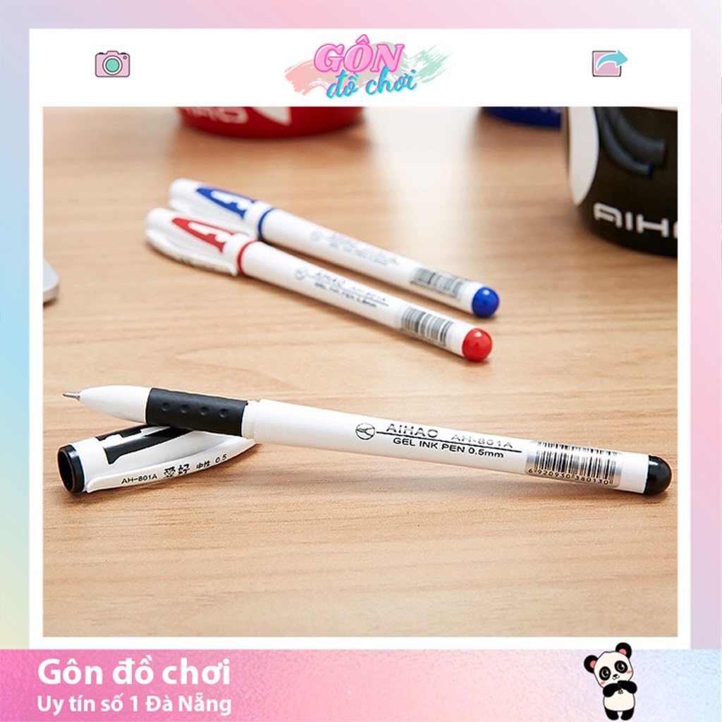Bút gel chữ A màu xanh đỏ đen tím ngòi 0.5 mm văn phòng phẩm Gôn đồ chơi