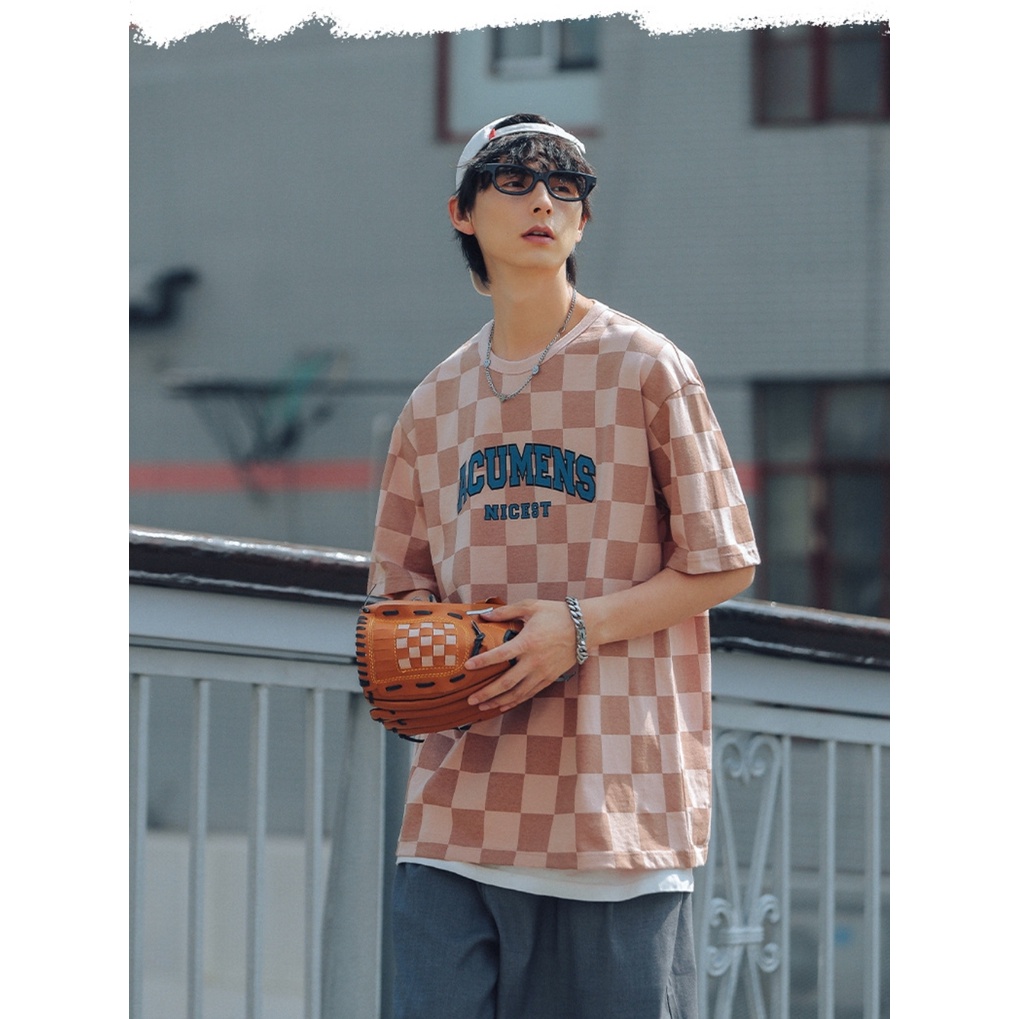 Áo thun kẻ tay lỡ 100% cotton caro nam nữ  MEANSTORE phông in hình cotton vải mát form rộng phong cách Hàn Quốc