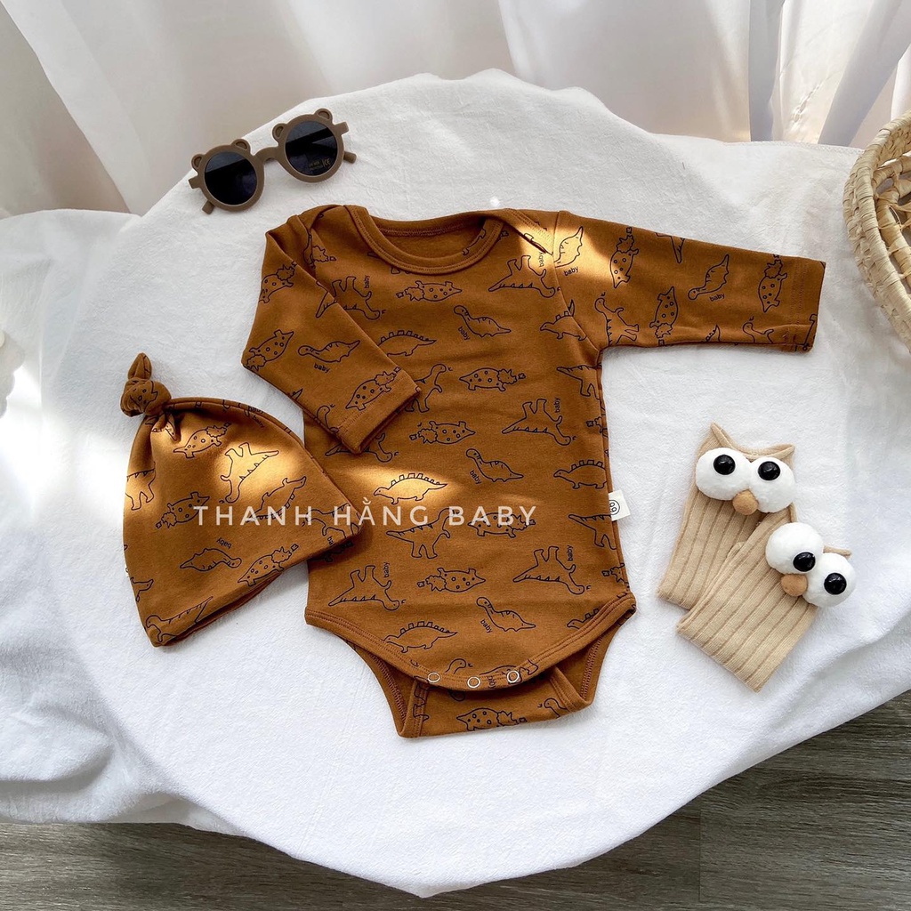 Bodysuit dài tay cho bé , body chip kèm mũ trẻ em Thanh hằng baby 5 - 13 kg