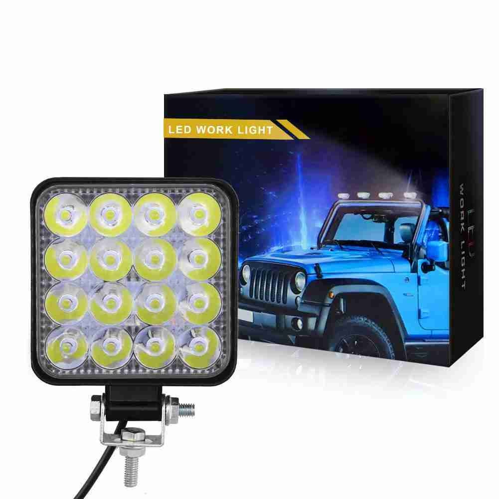 Đèn Pha Phụ Hình Vuông 16SMD 48W Trợ Sáng, Chống Sương Mù Cho Ô Tô Tải