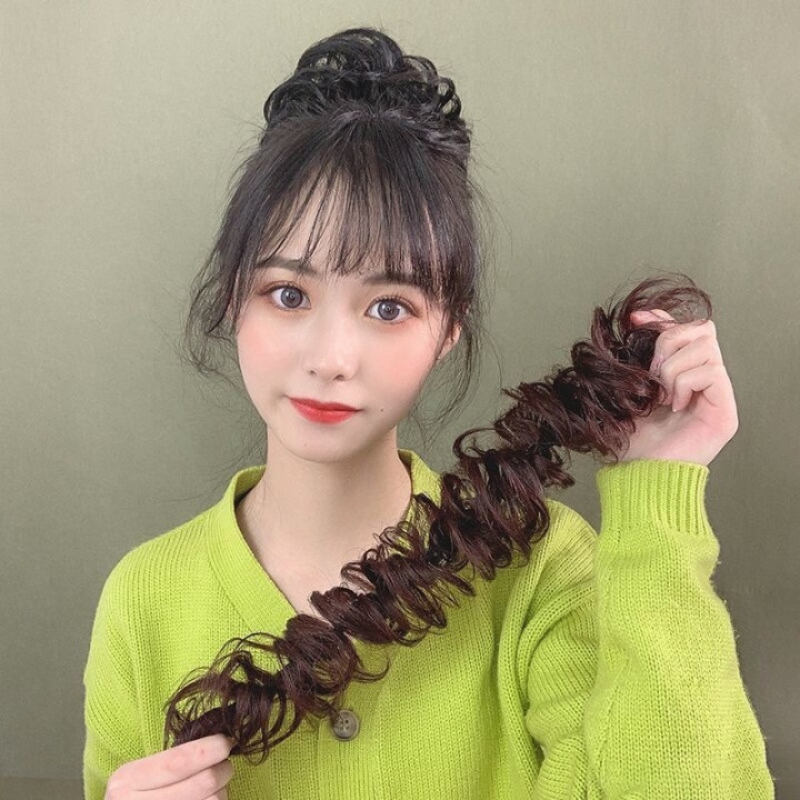 1 Bộ Tóc Giả Xoăn Hình Hoa Đào Hóa Trang Cho Nữ